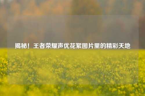 揭秘！王者荣耀声优花絮图片里的精彩天地