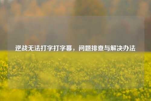 逆战无法打字打字幕，问题排查与解决办法
