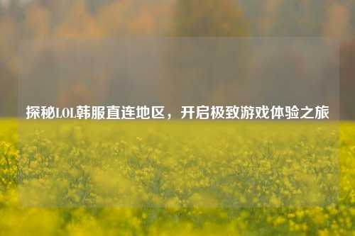 探秘LOL韩服直连地区，开启极致游戏体验之旅