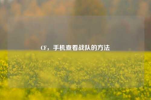 CF，手机查看战队的方法