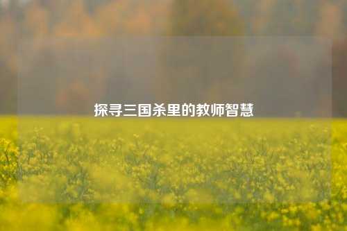 探寻三国杀里的教师智慧