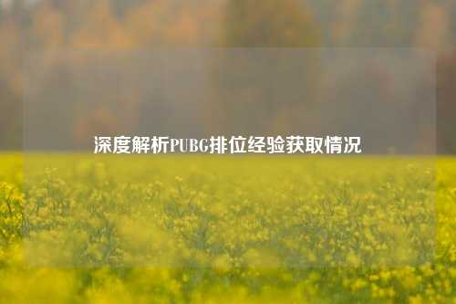 深度解析PUBG排位经验获取情况